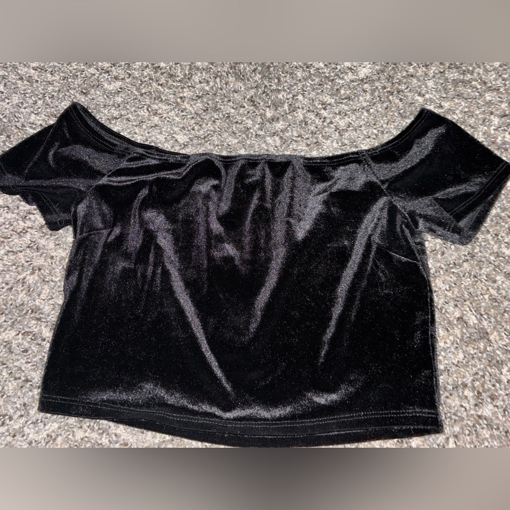 Black Velvet Off-Shoulder Top